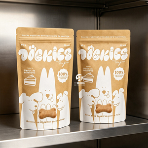 Sacs personnalisés en papier kraft pour aliments lyophilisés pour animaux de compagnie, 100g, 250g, 500g, pochettes verticales refermables avec fenêtre pour friandises pour chiens et chats - Product Image 2