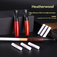 Porte-cigarettes rechargeable en bois massif, style simple, détachable, facile à nettoyer, filtre réutilisable, accessoires à usage simple/double