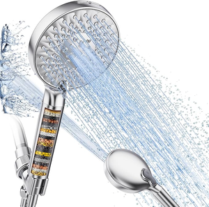 Factory Direct High Pressure Head Detachable Stainless Steel Shower Faucet Easy Cleaning Chrome Filtered Handheld Shower Head - Product Image 1