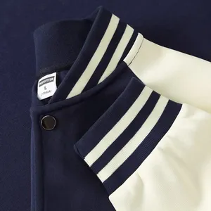 Giacca da Baseball <span class=keywords><strong>oversize</strong></span> da uomo 320g in tinta unita nera e bianca <span class=keywords><strong>cappotto</strong></span> invernale caldo e largo con Logo anteriore - Product Image 5
