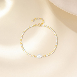 Bracelet CANNER en argent sterling 925 de luxe, perles irrégulières, étincelant, pour femmes, grosse perle - Product Image 4