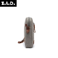 Tas Selempang Kulit Pria Berkualitas Tinggi ZUOLUNDUO, Tas Bisnis Kapasitas Besar dengan Ritsleting dan Lapisan Kanvas
