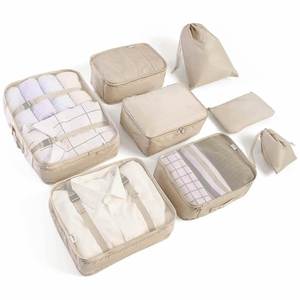 Customized <b>9</b>-Piece Eco-Friendly Makeup Travel Luggage Organizer Set Waterproof PVC Mesh Cosmetic Compression <b>Cubes</b> Polyester - Product Image 1
