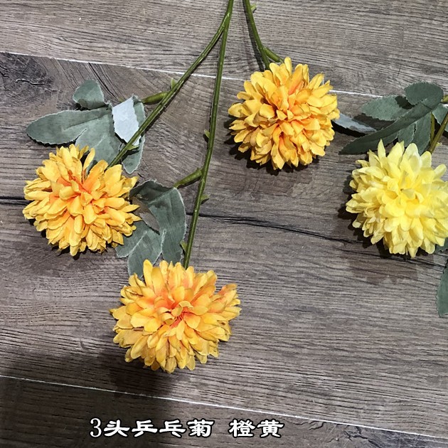 3Head ping pong chrysanthemum Orange Yellow
