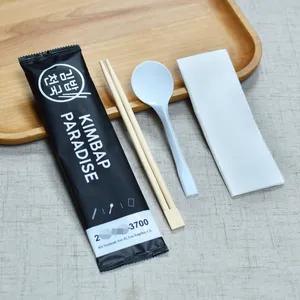 Individuell verpacktes Einweg besteck aus Kunststoff Essstäbchen Löffel Einweg besteck Set individuelles Logo für Restaurant