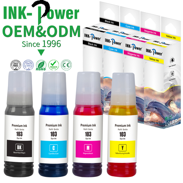 INK-POWER 103 Ancre Premium Compatible Color Bottle Dye Refill Encre Eco Tinta Print Ink for Epson EcoTank Printer