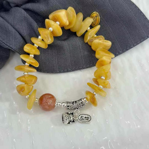 สร้อยข้อมือเงินแท้ S925 ประดับอำพัน พร้อมจี้แมวนำโชค สำหรับทุกเพศ ใส่ได้ทุกวัน เครื่องประดับคุณภาพดี - Product Image 2