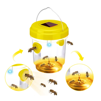 Asesino de avispas para colgar al aire libre Trampas para moscas reutilizables Trampa para abejas con energía solar Trampa para avispas con luz LED Uv