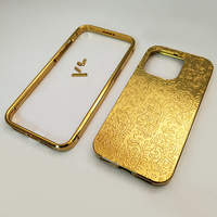 Étui de protection 2-en-1 de haute qualité, acceptant le logo personnalisé, en or, luxe, gravure profonde, poli, pour iPhone