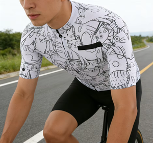 Maillot de cyclisme à manches courtes, léger, respirant, coupe-vent, séchage rapide, fermeture éclair intégrale, design gratuit, très populaire pour le cyclisme sur route classique - Product Image 5