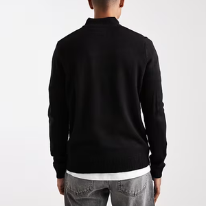 Pull en maille à col zippé 1/4 <span class=keywords><strong>Brave</strong></span> <span class=keywords><strong>Soul</strong></span> 100% coton anti-plis ODM pour l'hiver, noir - Product Image 2