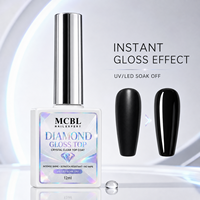 DIAMOND GLOSS TOP Gel de finition transparent haute brillance pour ongles, résistant aux rayures, manucure de salon, sans essuyage, 12 ml