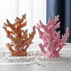Simulated Resin Coral Ornaments Green White Modern Aquarium Decorations Freestanding For Home Fish Tank <b>Desk</b> Entryway - Product Image 2