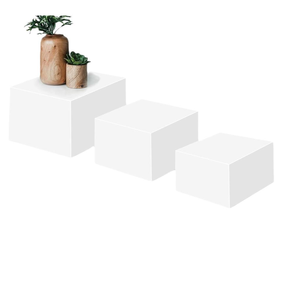 White Square Acrylic Display Cube Riser Set, Product Photography ...