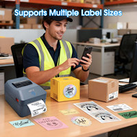 Printer Label Thermal Gudang 4 Inch 110mm untuk Pengiriman Ekspres Logistik, Printer Label Pengiriman Barcode USB Nirkabel