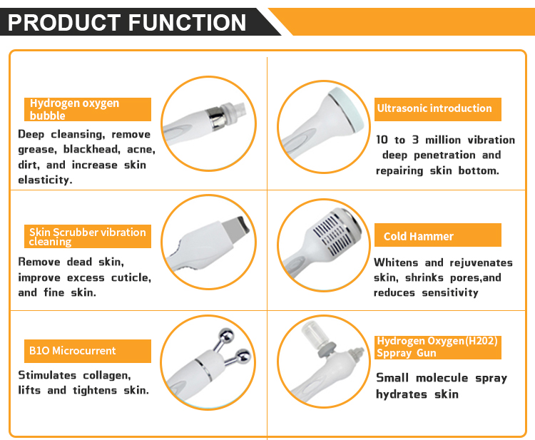 2022 new design first generation 6 In 1 H2o2 Small Bubble Facial Machine Oxygen Jet Peel Facial