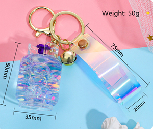 Acrylic Luminous Oil and Gas tank Keychain <b>Floating</b> Quicksand Pendant Exquisite Car Keychain Jewelry Wholesale - Product Image 6