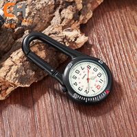 Jam Saku Modern Hot Outdoor Mini Dial Bulat Arab Quartz Analog 3BAR Tahan Air dengan Klip Pengait Carabiner Chenghui CH-F-010