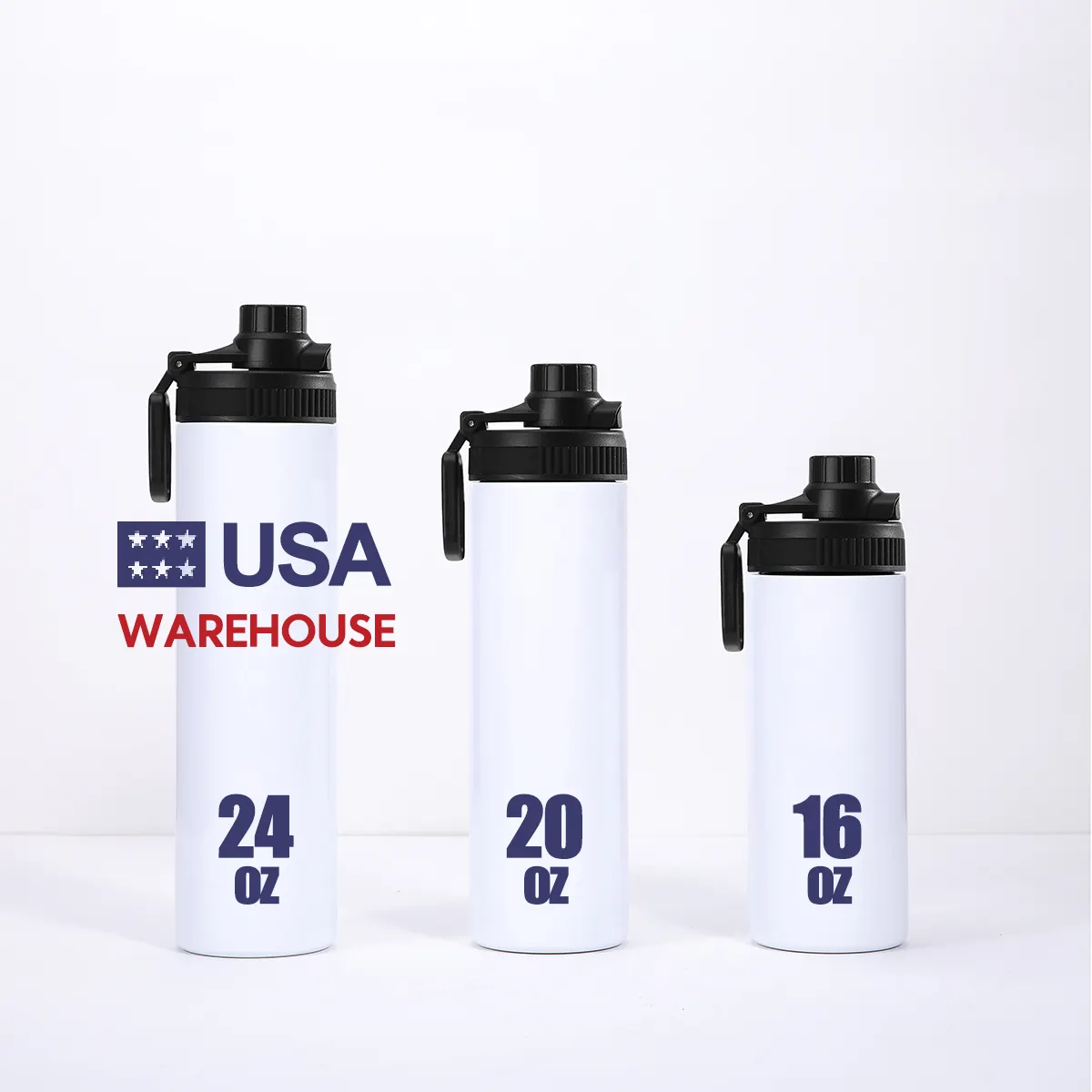 Magazzino USA vendita calda bianco sublimazione in acciaio inox dritto bocca larga Sport bottiglia d'acqua bottiglia d'acqua isolata sottovuoto