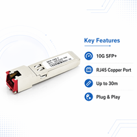 Transceiver 10G SFP+ RJ45 Kompatibel 30m 10GBASE-T Modul Tembaga untuk Switch dan Router