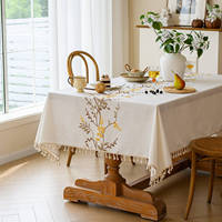 Nappe de table basse rectangulaire en coton et lin brodé, nouvelle collection, style luxe léger, haut de gamme, style français