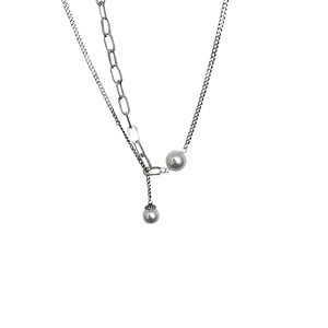สร้อยคอไข่มุกสองชั้นเงินแท้ S925 เกรด AAA สำหรับผู้หญิง สวมใส่ได้ทุกวัน - Product Image 4