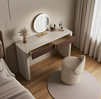 Ensemble coiffeuse moderne à LED avec miroir et cadre en cristal, bureau de toilette de luxe avec tabouret pour chambre à coucher