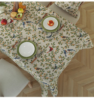 Nappe de table rectangulaire de luxe en jacquard, nouveau style chinois, motif feuilles vertes fraîches et oiseaux, pour table à manger et table basse