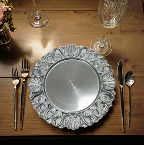 Piatti Decorativi Eleganti in Plastica da 13 Pollici con Bordo Dorato, Stile Europeo Retrò, Lavabili in Lavastoviglie, <span class=keywords><strong>per</strong></span> Matrimoni e Feste - Product Image 4