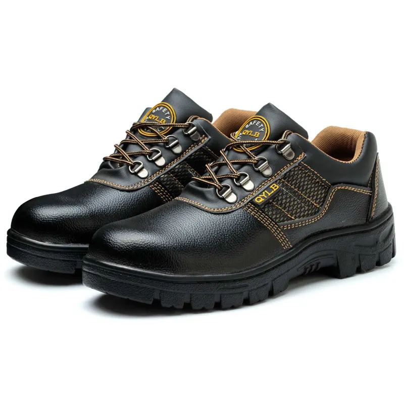 Sapatos de segurança antiestáticos com biqueira de aço de couro genuíno S3 SRC padrão do fabricante Shandong Gaomi