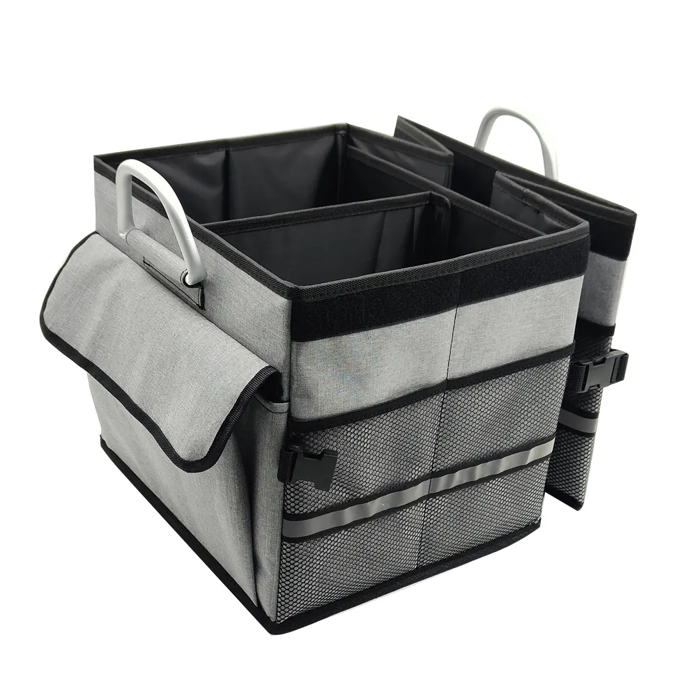 Large Capacity Home Car Seat Organizer Auto Trunk Cargo Collapsible Storage Box Black Folding 600D Polyester Car Organizers