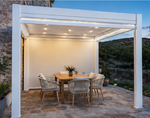Pavillon bioclimatique extérieur en <span class=keywords><strong>aluminium</strong></span>, écran rétractable léger et imperméable, style à lamelles, similaire à une <span class=keywords><strong>pergola</strong></span> - Product Image 2