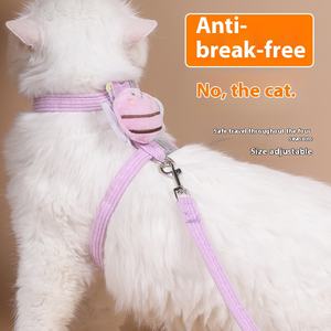 Intrekbare Hondenuitlaatriem En Kattenharnas Ademend Polyester Bandontwerp Solide Patroon Voor Puppy Kat Rugborst Pasvorm - Product Image 3