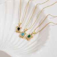 Gran oferta, serie Ocean, lindo collar de tortuga de circón de cristal, collar con colgante de tortuga marina de oro de 14K Chapado en cobre para mujer