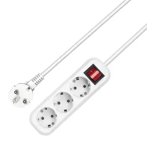 EU Plug 3 Outlets 3m white 250V 16A Extension Cable tabletop Wall Socket Mains Lead Hot Sale power strip