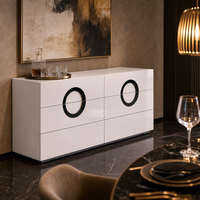 Buffet moderne minimaliste avec finition laquée brillante et titane noir pour la salle à manger