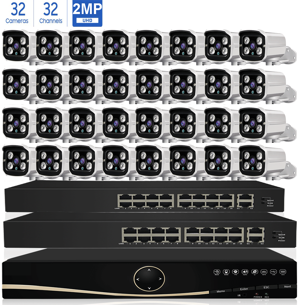 Комплект наружной камеры видеонаблюдения NVR, 32 канала, 2 МП, 1080P, poe ip-камера, фирменная инфракрасная Водонепроницаемая камера hd, комплект видеорегистратора
