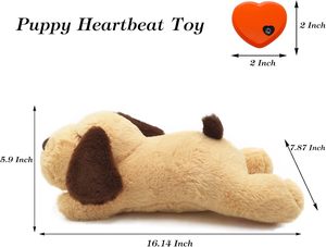 Cute Dog Heartbeat Soft <b>Plush</b> Squeaky Toy for Separation Anxiety Relief and Calming Aid <b>Cat</b> Teaser - Product Image 5
