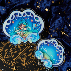 Juno creativo acrilico su ordinazione traballante di fascino glitter shaker portachiavi a due lati stampa ologramma - Product Image 1