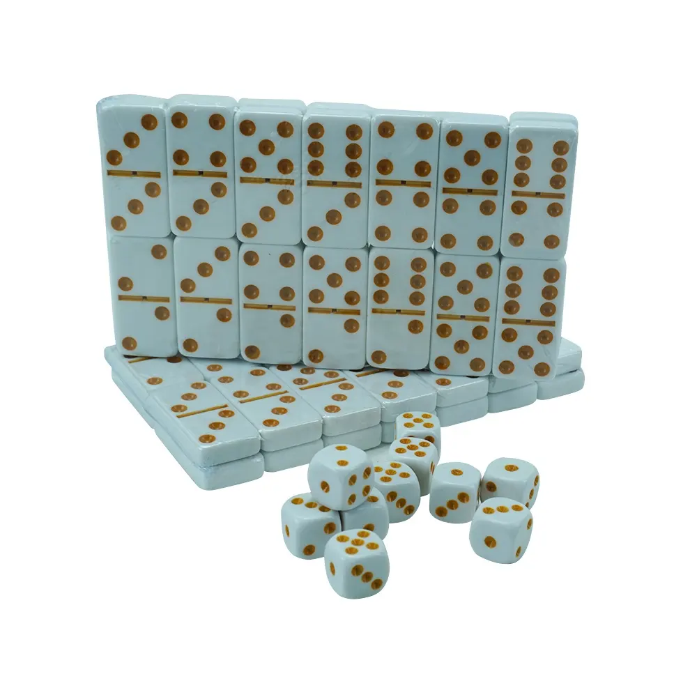 Fabrik Großhandel 16mm weiße Würfel Doppel 6 Knochen Dominosteine Set benutzer definierte Farbe und Logo für Tischs piel