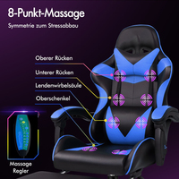 Échantillon Gratuit - Siège de Jeu Ergonomique Blanc pour PS5 avec Fonction Massage (7 Points), Supporte jusqu'à 160 kg, Idéal pour Ordinateur et Gaming