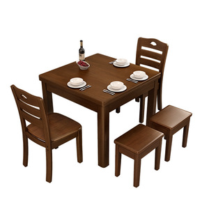 Ensemble table et chaises à manger Hengke Furniture en bois massif, 4 pièces, carré, durable, pour la maison - Product Image 4