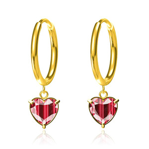 Aros de Acero Inoxidable con Baño de Oro, Diseño de <span class=keywords><strong>Amor</strong></span>, con Circonitas de Lujo, Estilo Vintage, Unisex, Regalo Certificado de Alta Calidad para el <span class=keywords><strong>Verano</strong></span> - Product Image 1