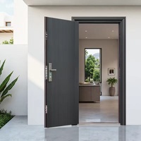 Puerta de acero antirrobo moderna rústica personalizada Diseño minimalista Puerta delantera de seguridad exterior con superficie terminada