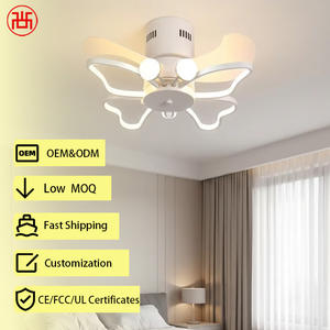 Ventilateur de plafond moderne rétro avec lumière pour chambre à coucher, 3 couleurs réglables, moteur DC à faible bruit, 6 vitesses et télécommande à intensité variable - Product Image 1