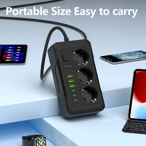 Enchufe <span class=keywords><strong>DE</strong></span> LA UE Tira <span class=keywords><strong>de</strong></span> alimentación Cable <span class=keywords><strong>de</strong></span> extensión <span class=keywords><strong>de</strong></span> 2M Enchufe <span class=keywords><strong>de</strong></span> salidas <span class=keywords><strong>de</strong></span> 3AC con 3 USB 3 Tipo C Tira <span class=keywords><strong>de</strong></span> alimentación Cable <span class=keywords><strong>de</strong></span> extensión multiempresa - Product Image 4