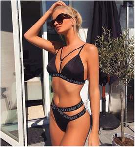 Sujetador de mujer, lencería de encaje, sujetador de realce inalámbrico y conjunto de bragas, ropa interior íntima Sexy, sujetador de tiras ultrafino con estampado de letras R1446 - Product Image 6