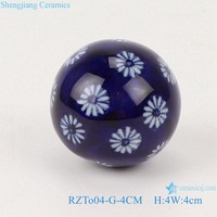 RZTo04 — jolie boule en céramique bleu et blanc, 4CM, ornement d'arbre de noël