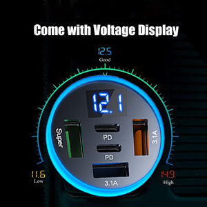 Prodotti di Tendenza 2026 Nuovi Arrivi Caricabatterie USB per Auto 5 in 1 con Display di Tensione, <span class=keywords><strong>2</strong></span> Porte Type <span class=keywords><strong>C</strong></span> e Tre USB A per Ricarica Rapida Multipla - Product Image 4