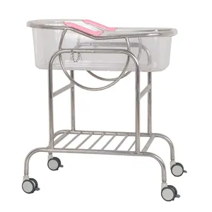 Factory Infant Metal Babies Medical Kids Cot Bed with Casters Adjustable Hospital Baby Crib Bed